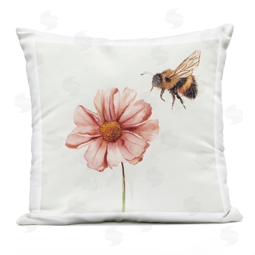 Cady Driver Spring Pollination Bee Outdoor Printed Throw Pillow