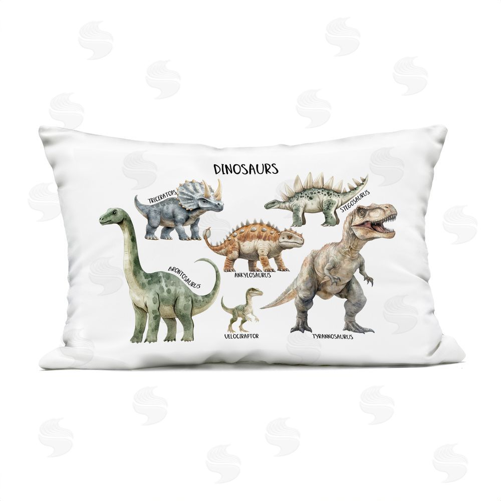 Christine Simpson Art Meet The Dinosaurs Outdoor Quick-Dry Polyester Lumbar Pillow