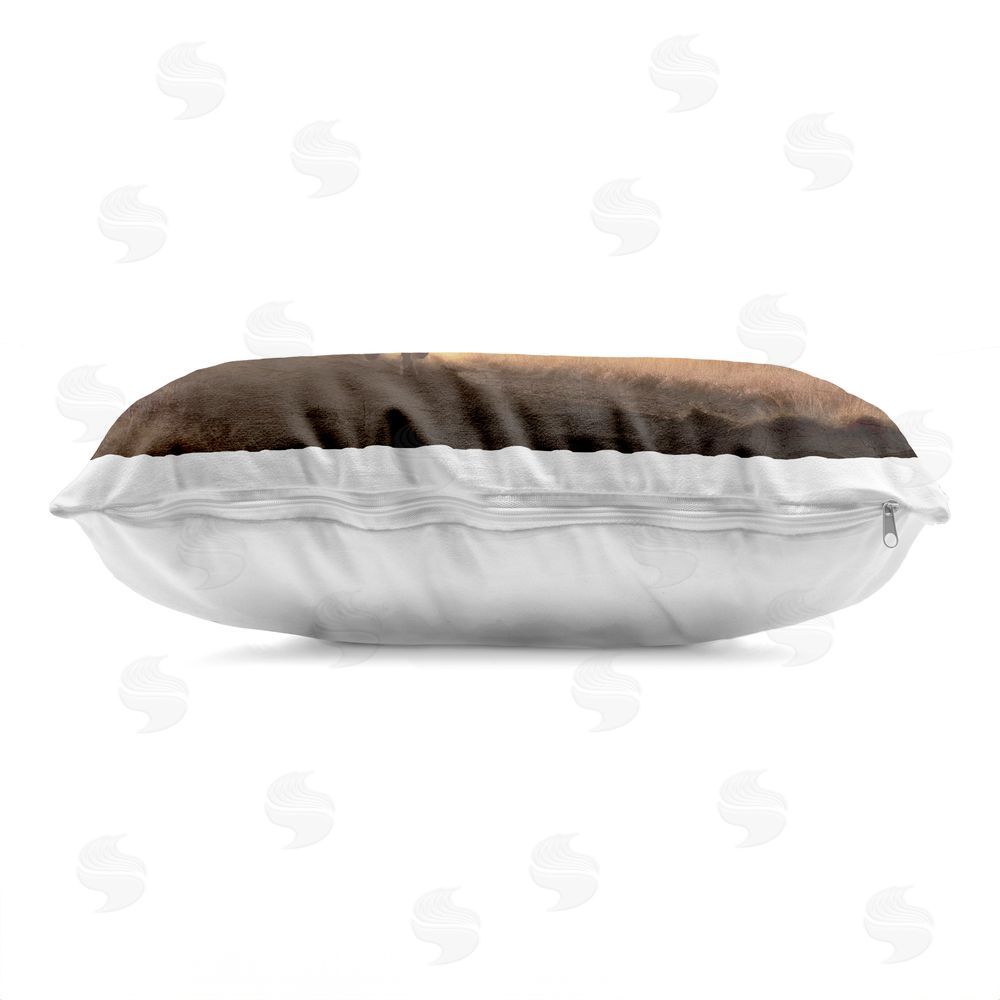 Kim Allen Cowboy's Ride Home Indoor Plush Polyester Lumbar Pillow Zipper Detail
