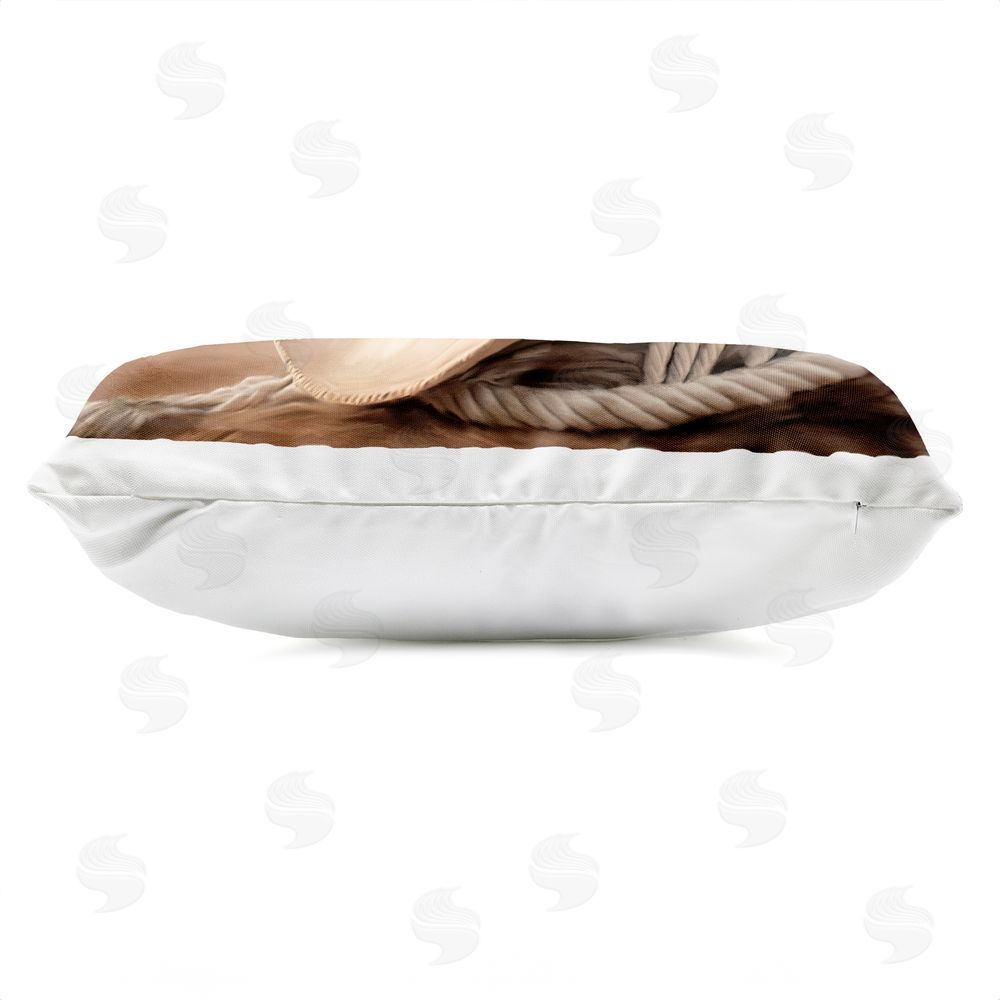 Kim Allen White Cowboy Hat Outdoor Quick-Dry Polyester Lumbar Pillow Zipper Detail