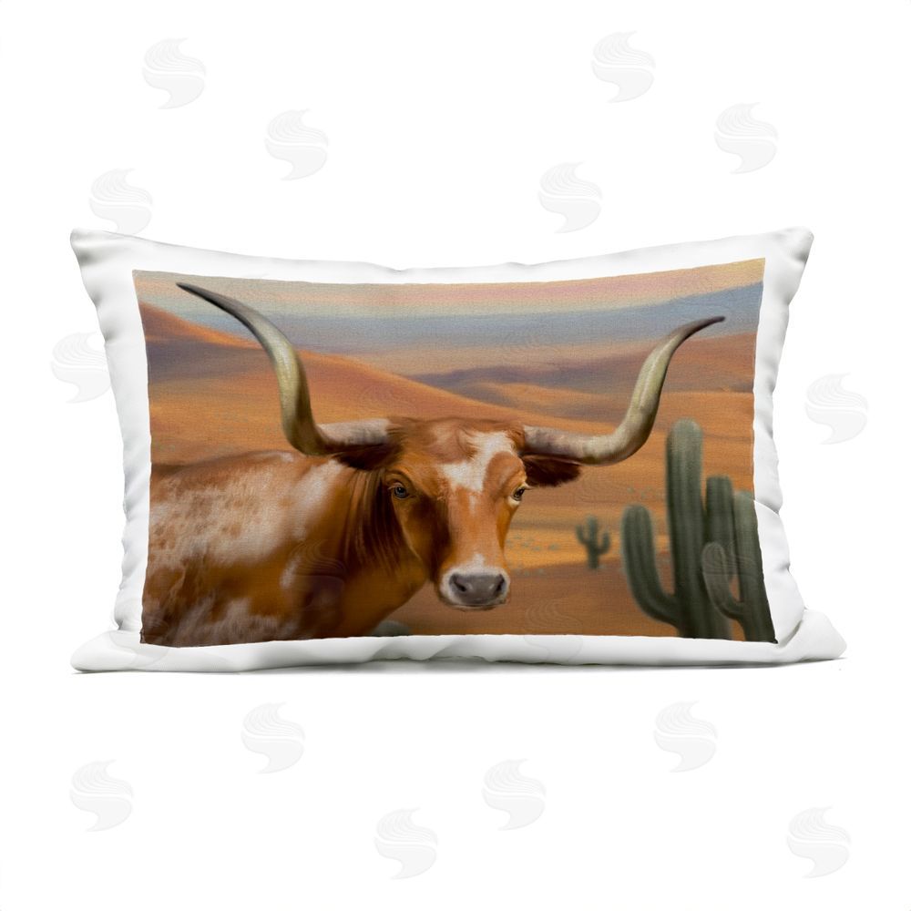 Matthew Piotrowicz Longhorn Western Landscape Outdoor Quick-Dry Polyester Lumbar Pillow