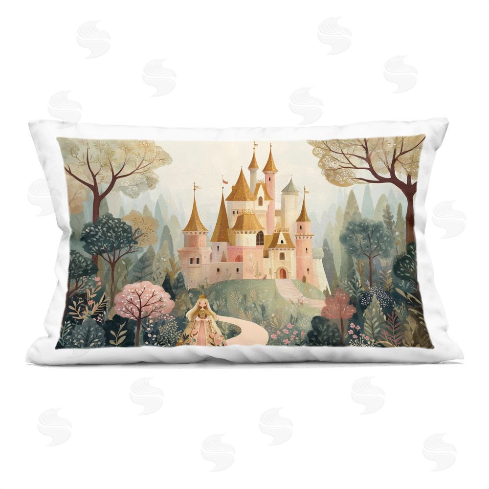 Christine Simpson Art Whimsical Castle Path Indoor Plush Polyester Lumbar Pillow
