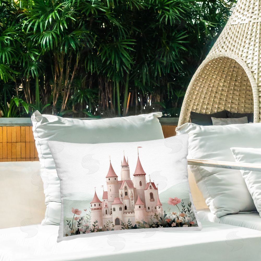 Christine Simpson Art A Castle For Princess Outdoor Quick-Dry Polyester Printed Lumbar Pillow on Patio