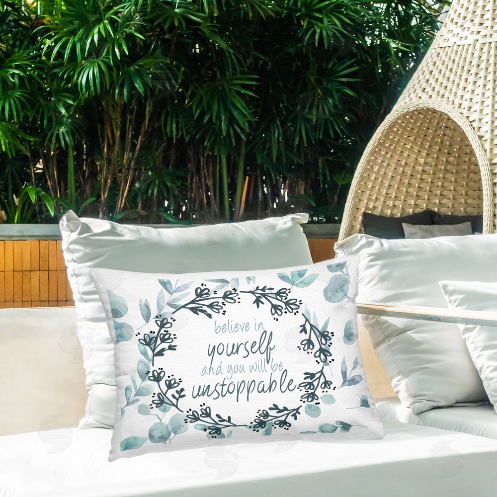 Kim Allen You Will Be Unstoppable Outdoor Quick-Dry Polyester Printed Lumbar Pillow on Patio