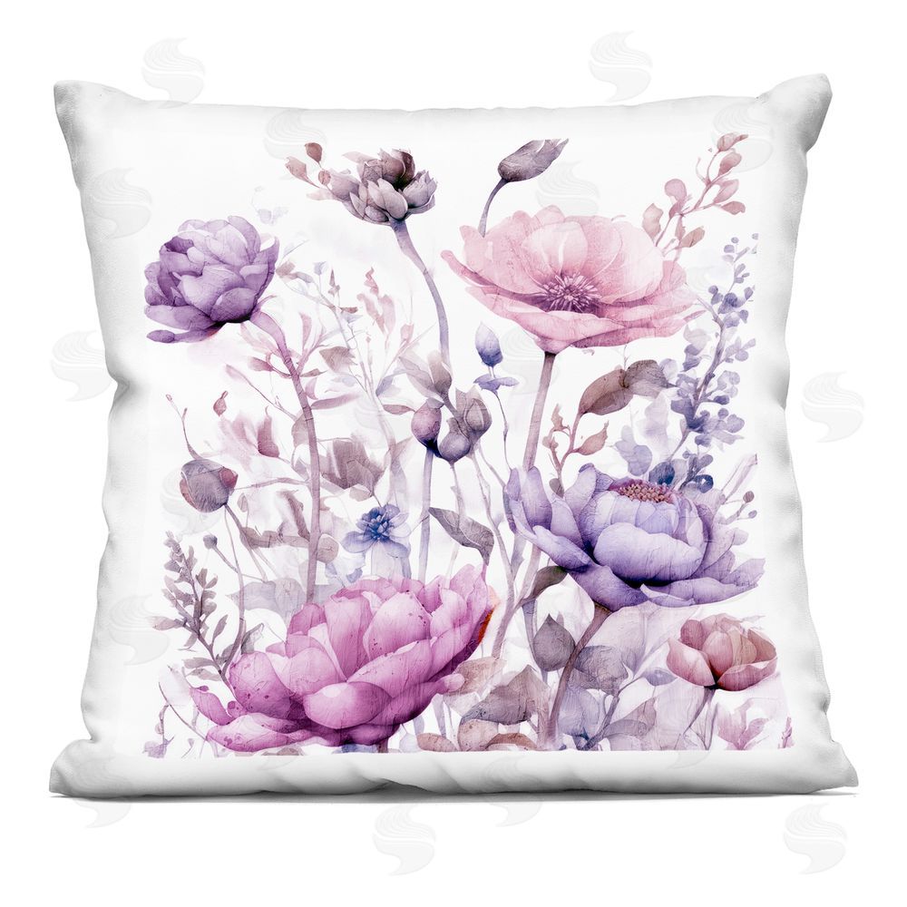 Kim Allen Purple & Pink Florals Indoor Plush Polyester Square Throw Pillow