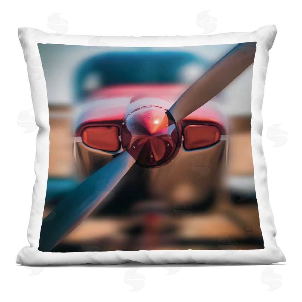 Renel Peters Red Aircraft Propeller Indoor Plush Polyester Square Throw Pillow