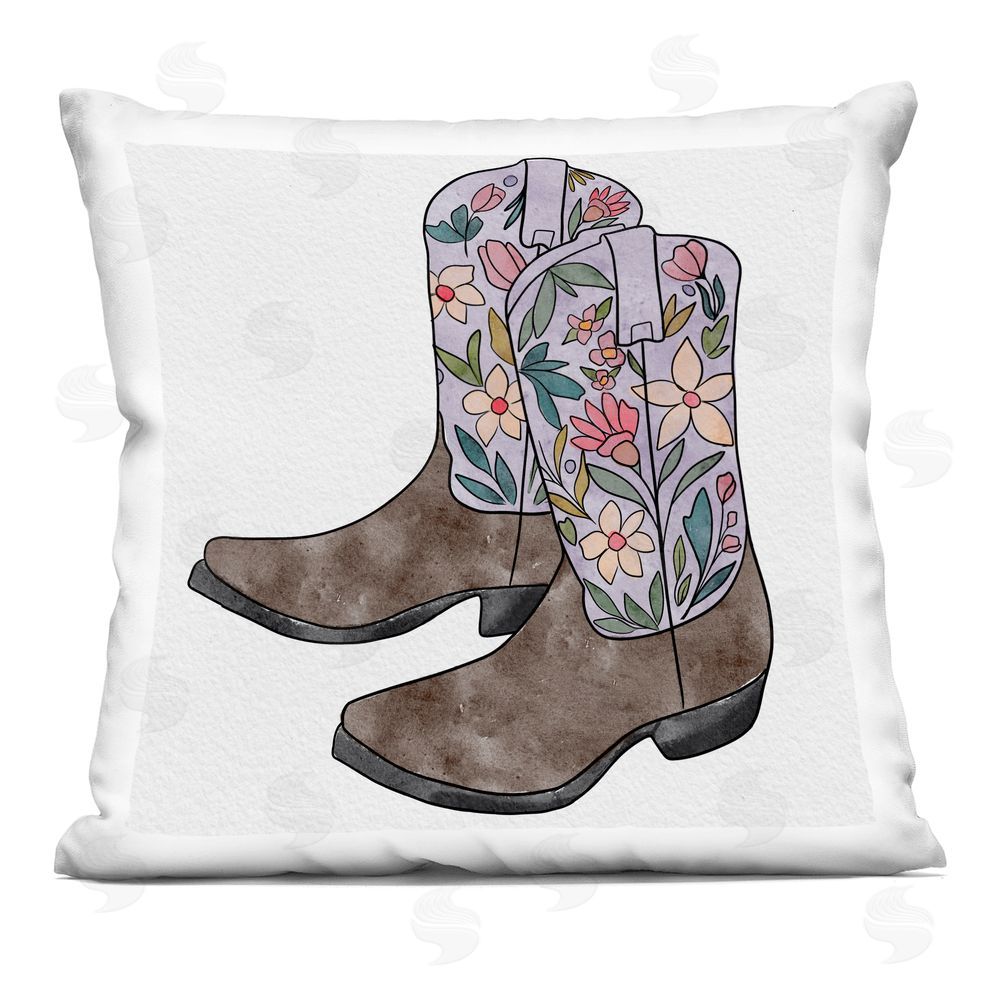 Alisha Kiara Design Wildflower Cowboy Boots Indoor Printed Throw Pillow