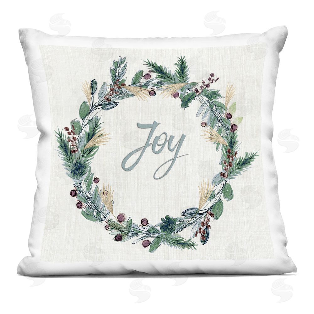 Susan Jill Joy Seasonal Greenery Wreath Indoor Printed Pillow Art