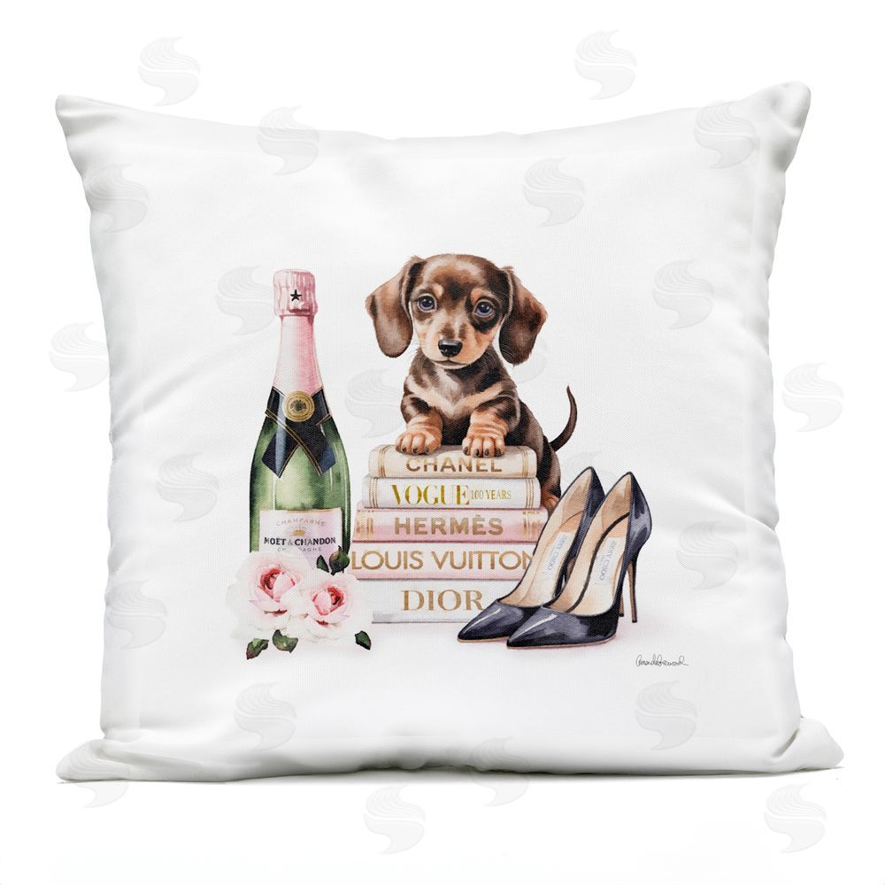 Amanda Greenwood Luxury Books & Puppy Outdoor Quick-Dry Polyester Square Throw Pillow