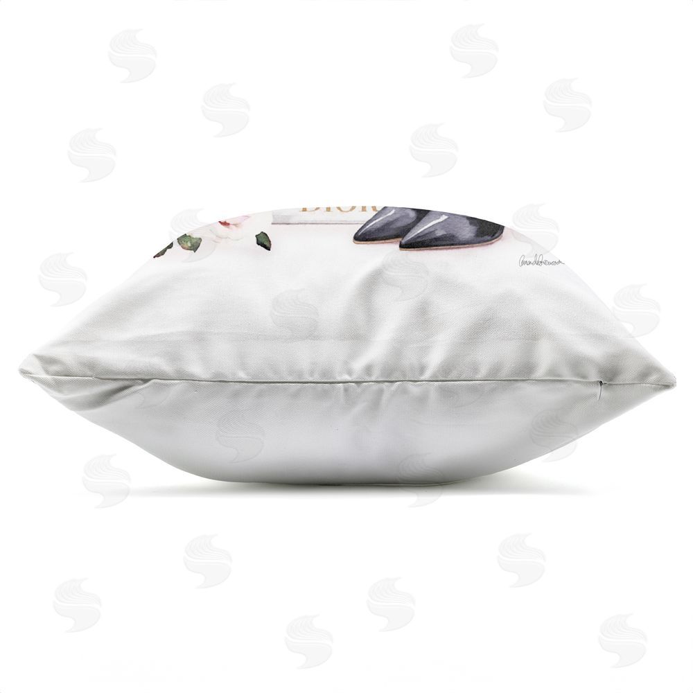 Amanda Greenwood Luxury Books & Puppy Outdoor Quick-Dry Polyester Square Throw Pillow Zipper Detail