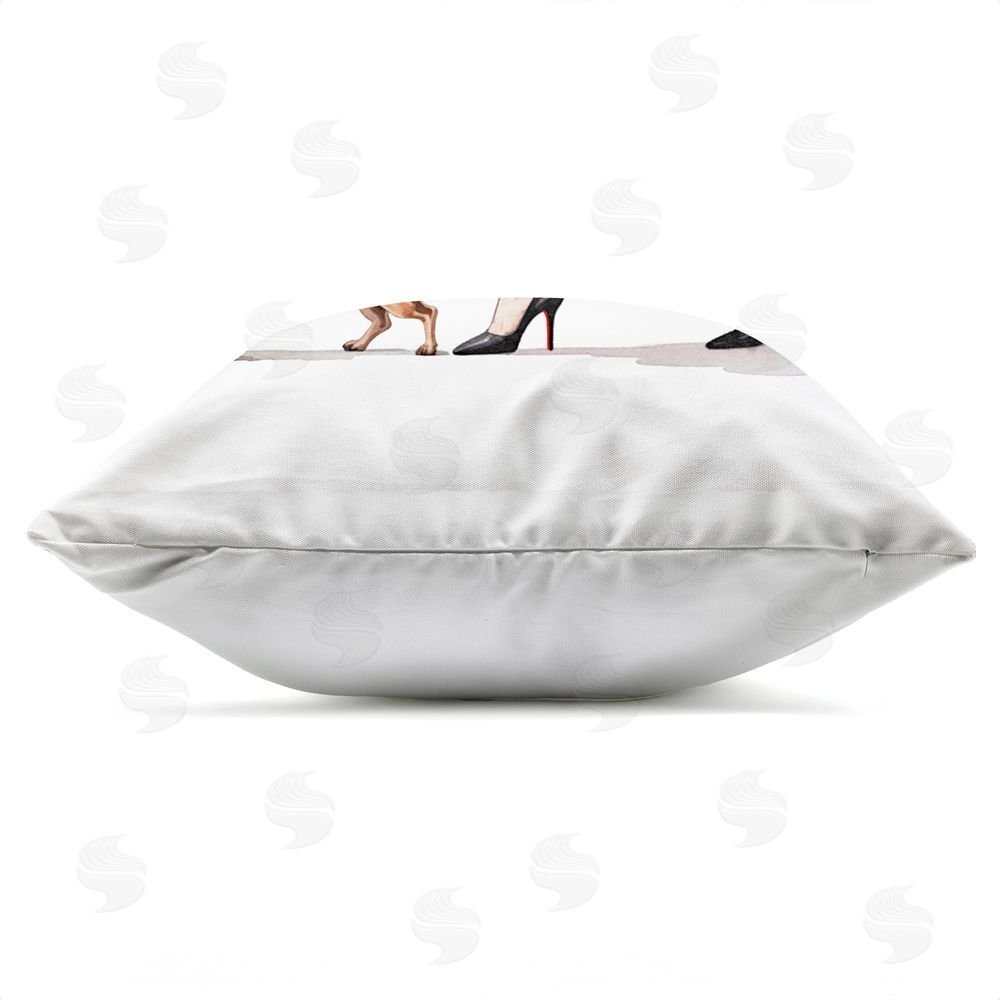 Amanda Greenwood Glam Dog Walking Outdoor Quick-Dry Polyester Square Throw Pillow Zipper Detail