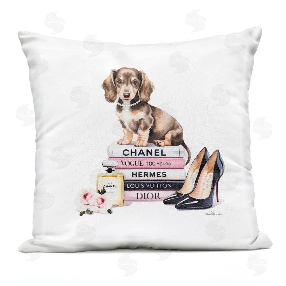 Amanda Greenwood Luxury Fashion Books & Dog Outdoor Quick-Dry Polyester Square Throw Pillow