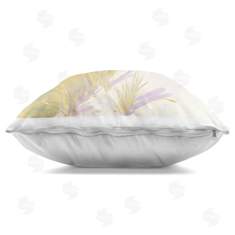 Walker Noble Pastel Shoreline Grasses Indoor Plush Polyester Square Throw Pillow Zipper Detail