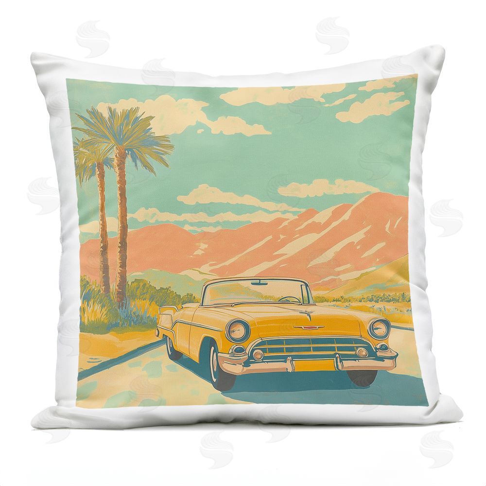 Walker Noble Yellow Convertible by Palm Trees Outdoor Quick-Dry Polyester Square Throw Pillow