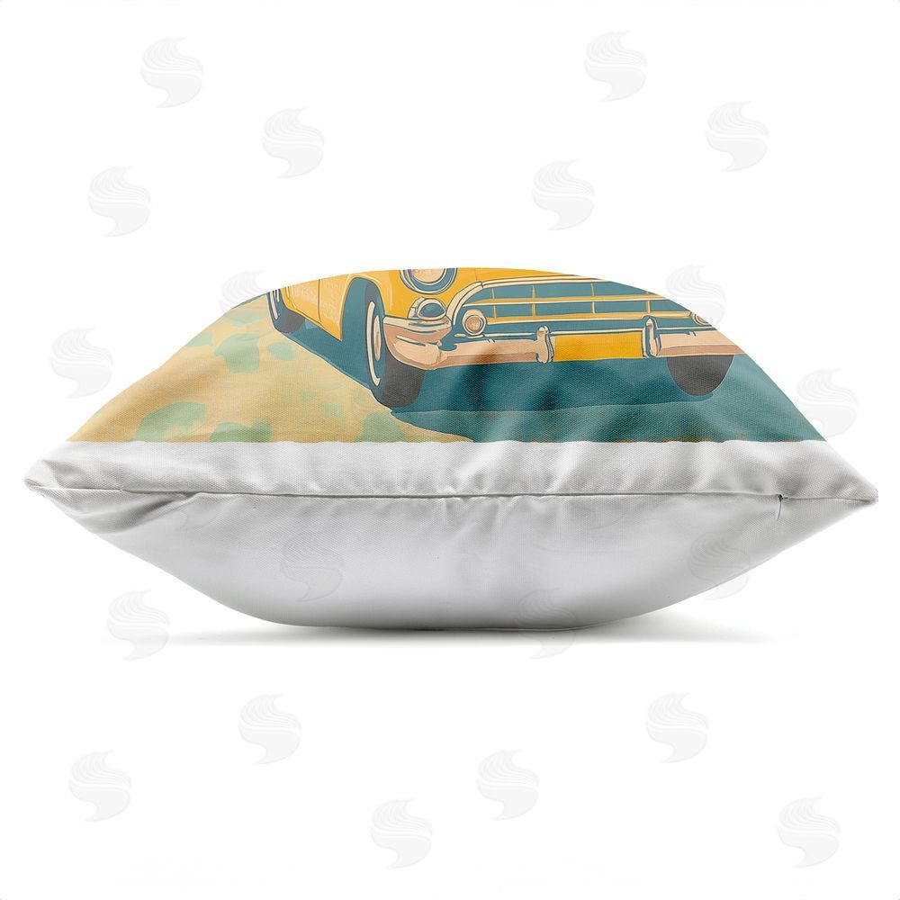 Walker Noble Yellow Convertible by Palm Trees Outdoor Quick-Dry Polyester Square Throw Pillow Zipper Detail