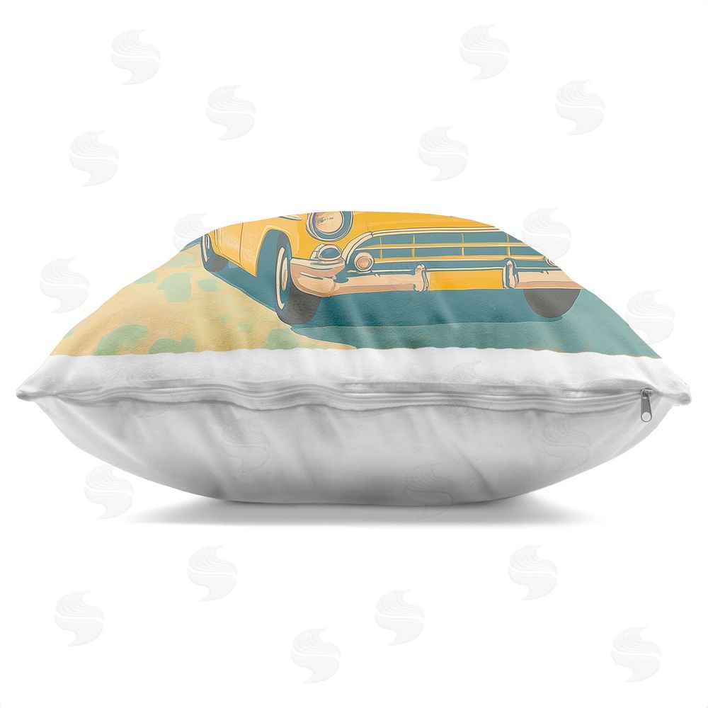 Walker Noble Yellow Convertible by Palm Trees Indoor Plush Polyester Square Throw Pillow Zipper Detail