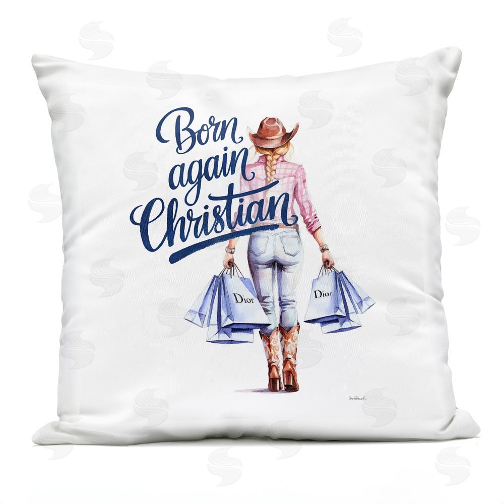 Amanda Greenwood Born Again Christian Cowgirl Outdoor Quick-Dry Polyester Square Throw Pillow