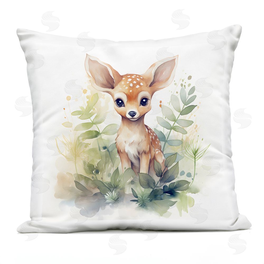 Steve Hunziker Crafty Critter Fawn Outdoor Quick-Dry Polyester Square Throw Pillow