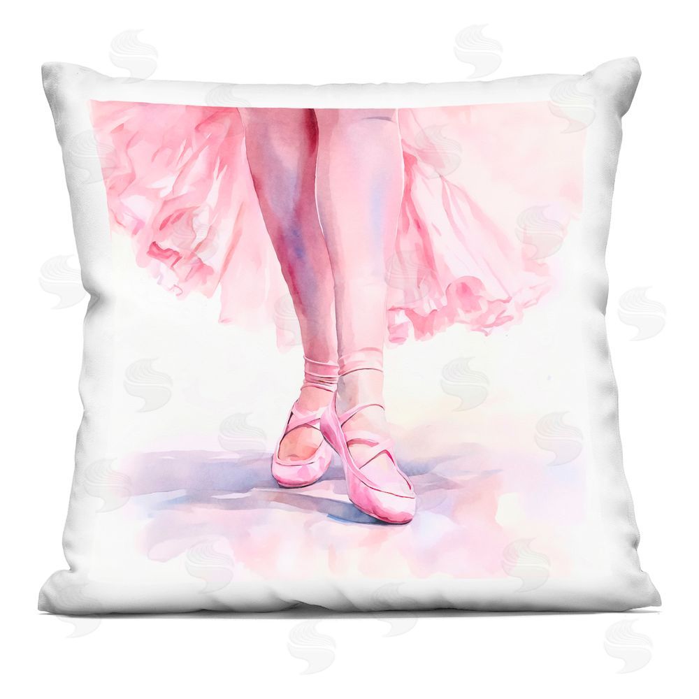 Andrea Haase Ballerina with Pink Pointe Shoes Indoor Plush Polyester Square Throw Pillow
