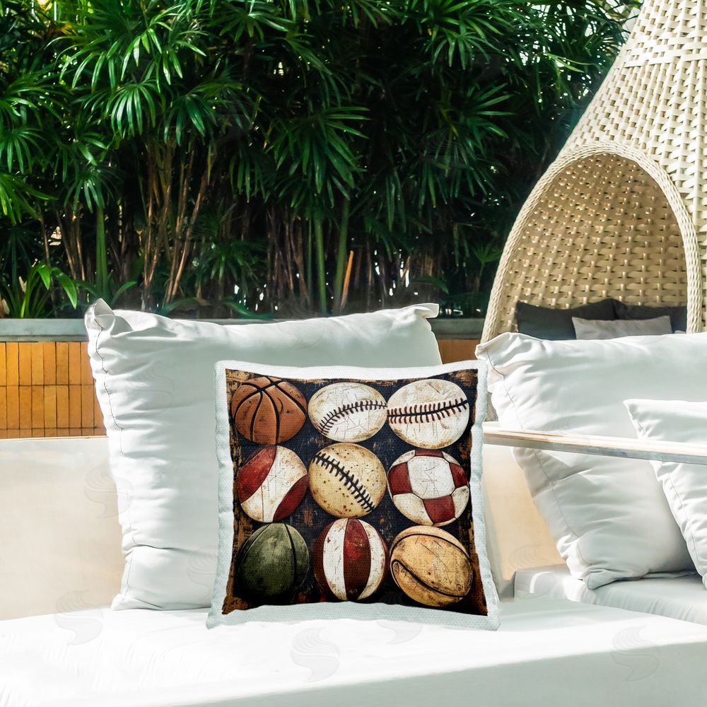 Lazar Studio Round Triumph Sports Balls Outdoor Quick-Dry Polyester Printed Square Pillow on Patio