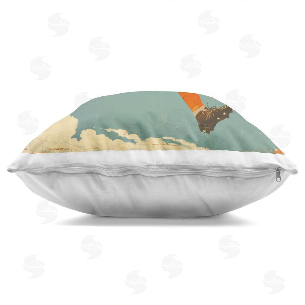 Lazar Studio Vintage Soccer Hero Dash Indoor Plush Polyester Square Throw Pillow Zipper Detail
