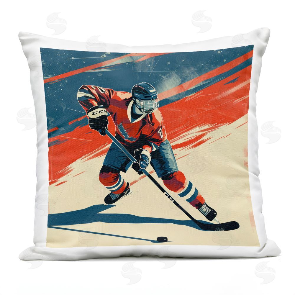 Lazar Studio Dynamic Hockey Moment Outdoor Quick-Dry Polyester Square Throw Pillow