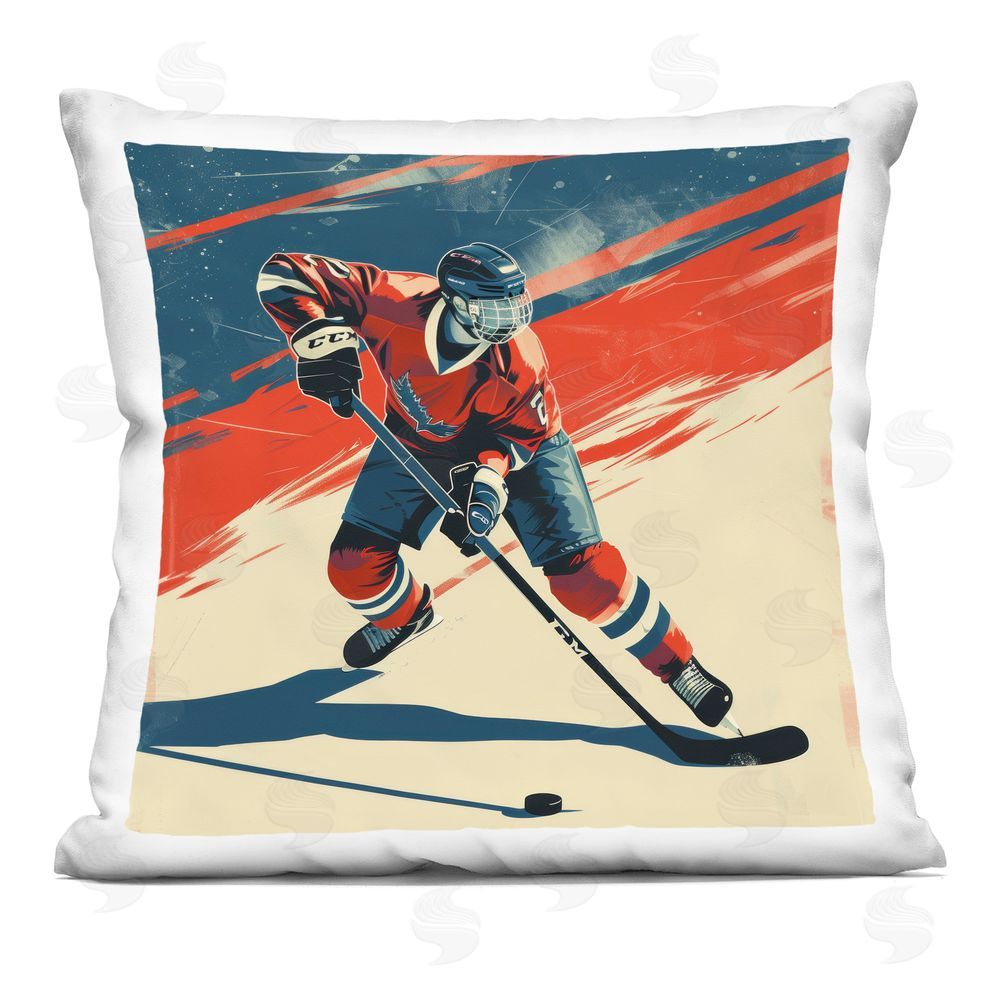Lazar Studio Dynamic Hockey Moment Indoor Plush Polyester Square Throw Pillow