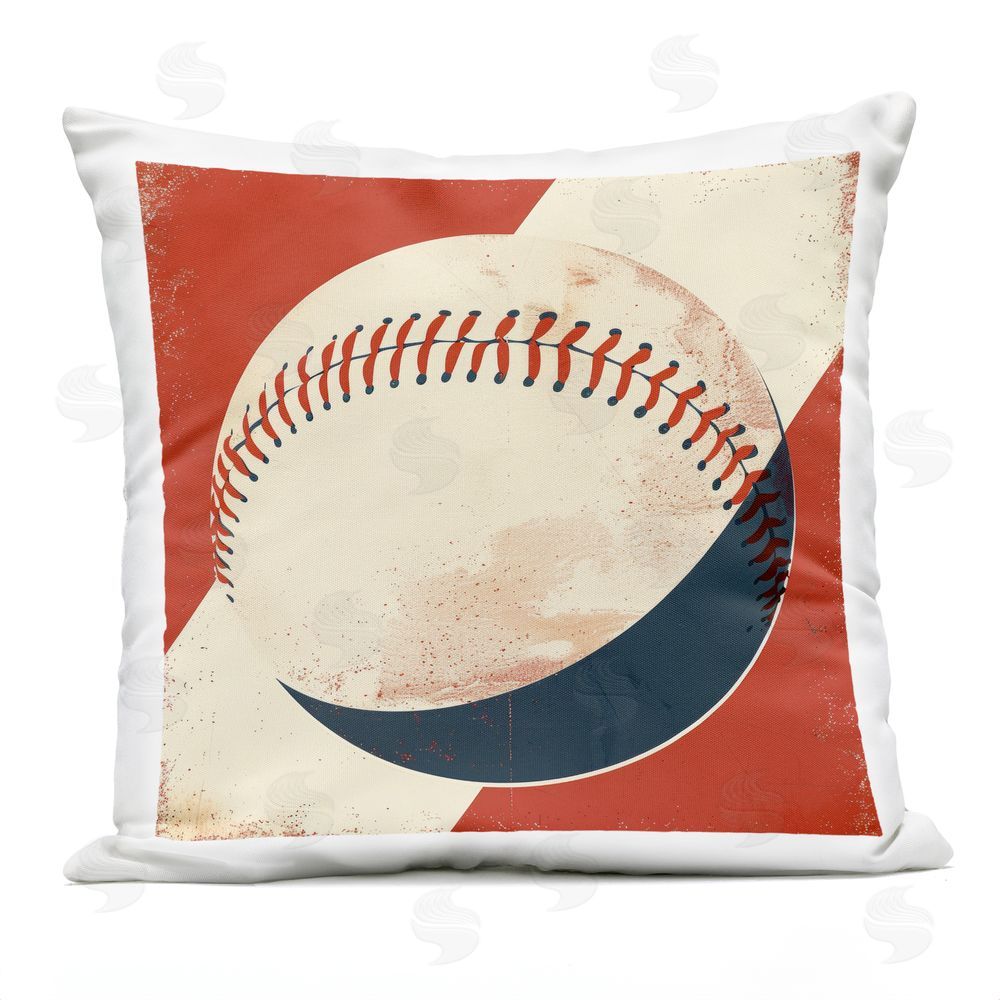 Lazar Studio Vintage Baseball Close Up Outdoor Quick-Dry Polyester Square Throw Pillow