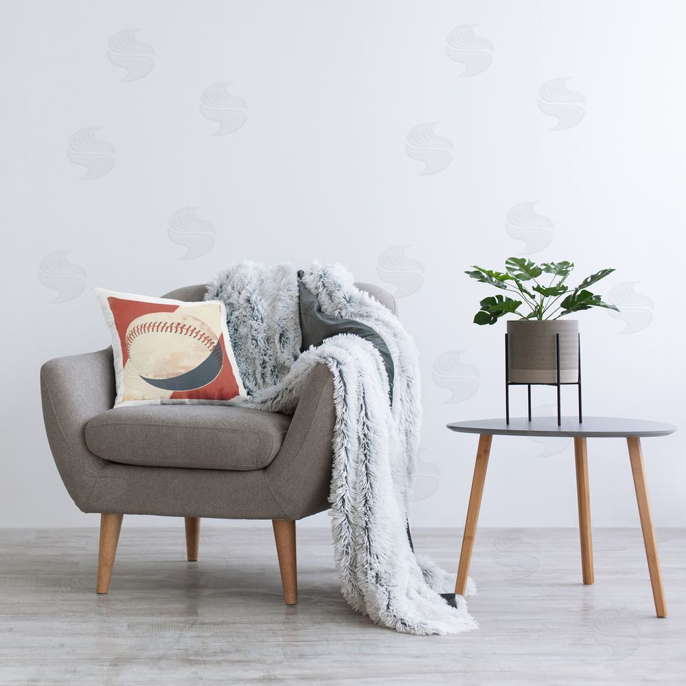 Lazar Studio Vintage Baseball Close Up Plush Polyester Printed Square Pillow on Chair