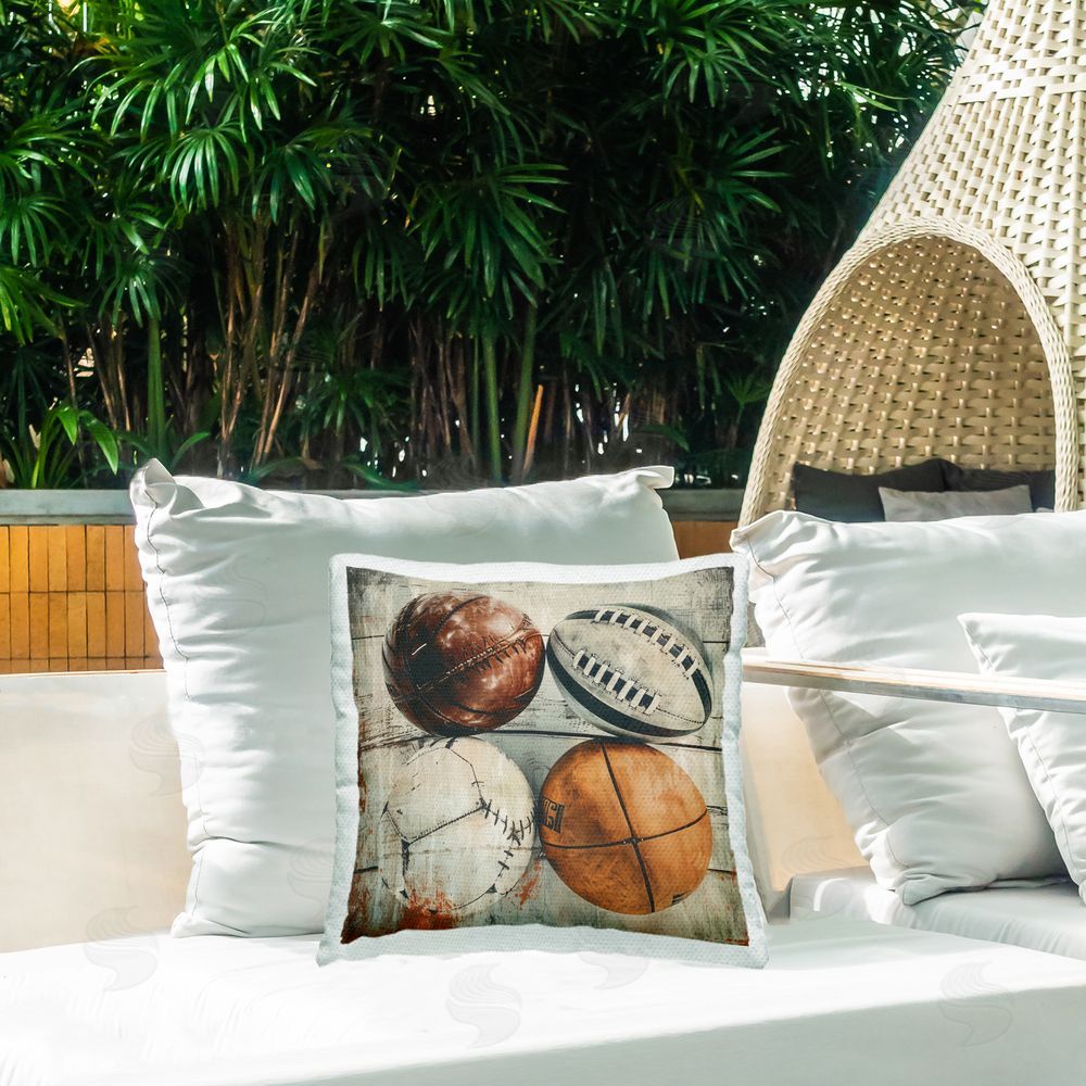 Lazar Studio Round Triumph Team Balls Outdoor Quick-Dry Polyester Printed Square Pillow on Patio