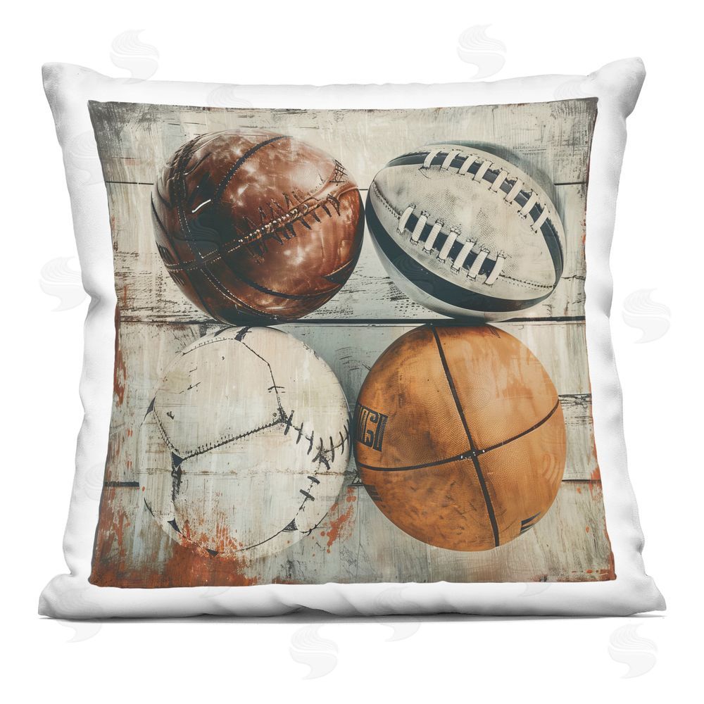 Lazar Studio Round Triumph Team Balls Indoor Plush Polyester Square Throw Pillow