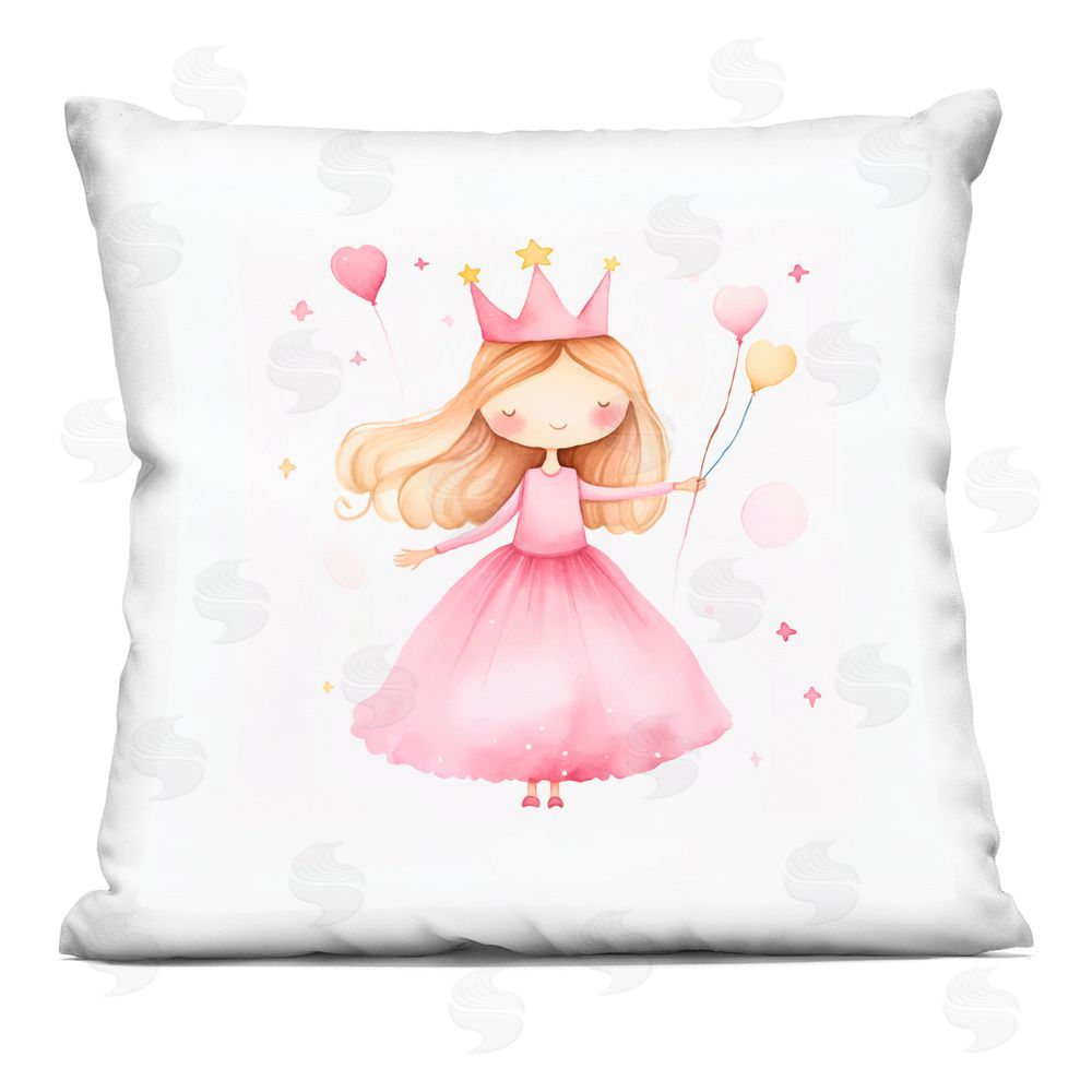 Andrea Haase Party Princess with Balloons Indoor Plush Polyester Square Throw Pillow