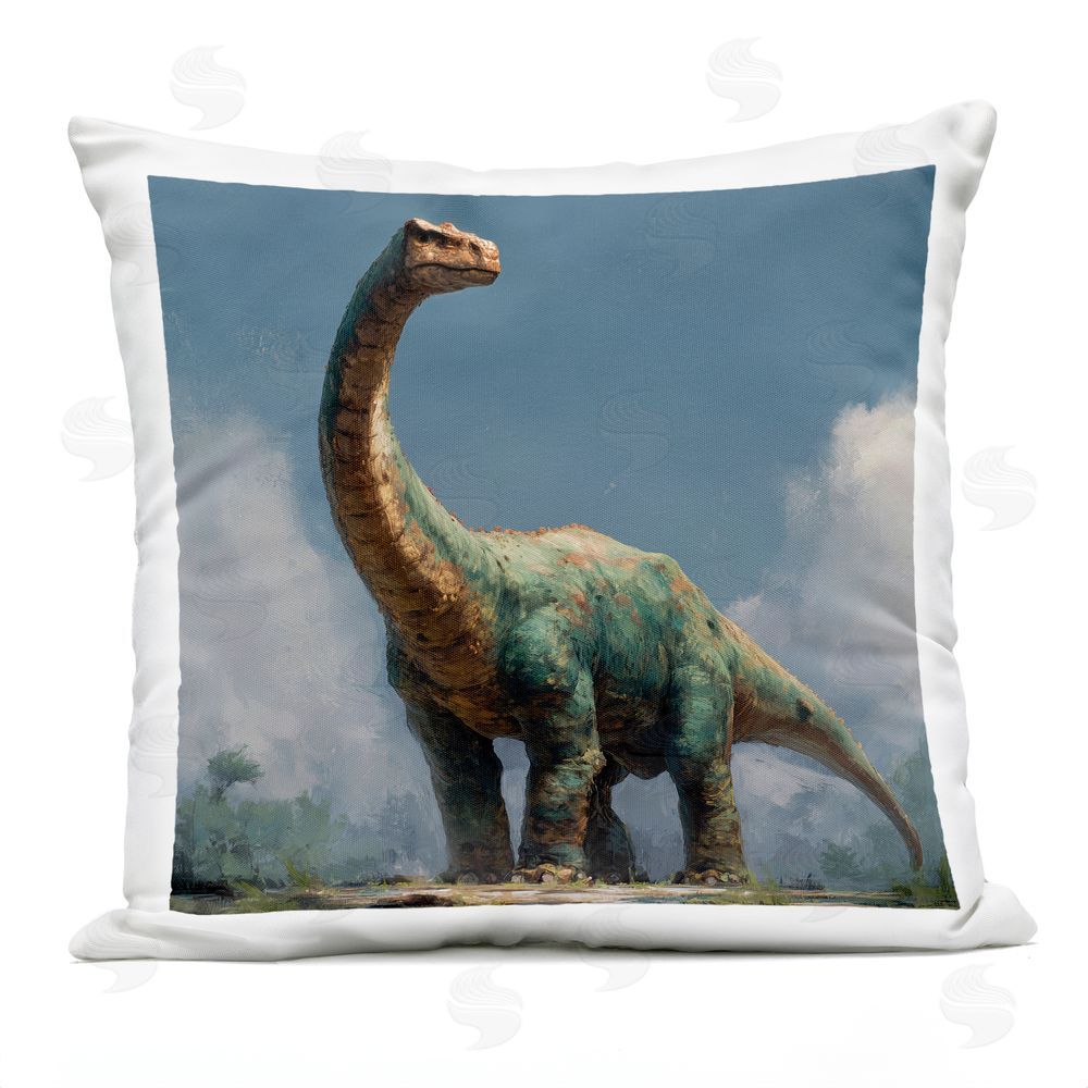 Wumples Colossal Brontosaurus in Meadow Outdoor Quick-Dry Polyester Square Throw Pillow
