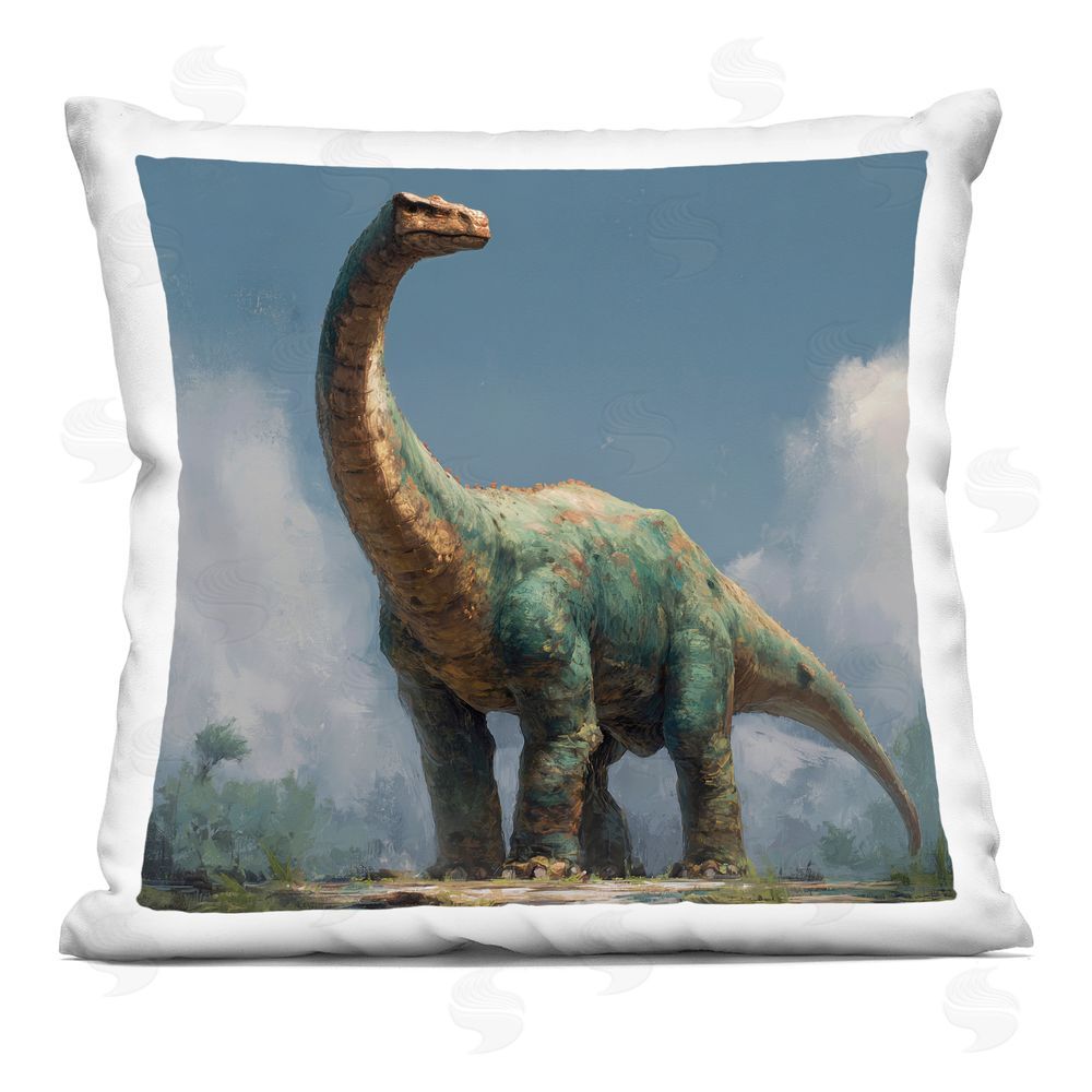 Wumples Colossal Brontosaurus in Meadow Indoor Plush Polyester Square Throw Pillow