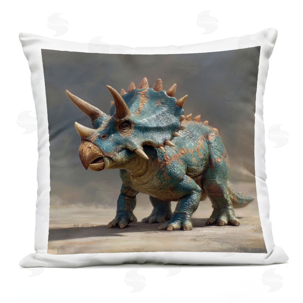 Wumples Horned Triceratops at Sunrise Outdoor Quick-Dry Polyester Square Throw Pillow