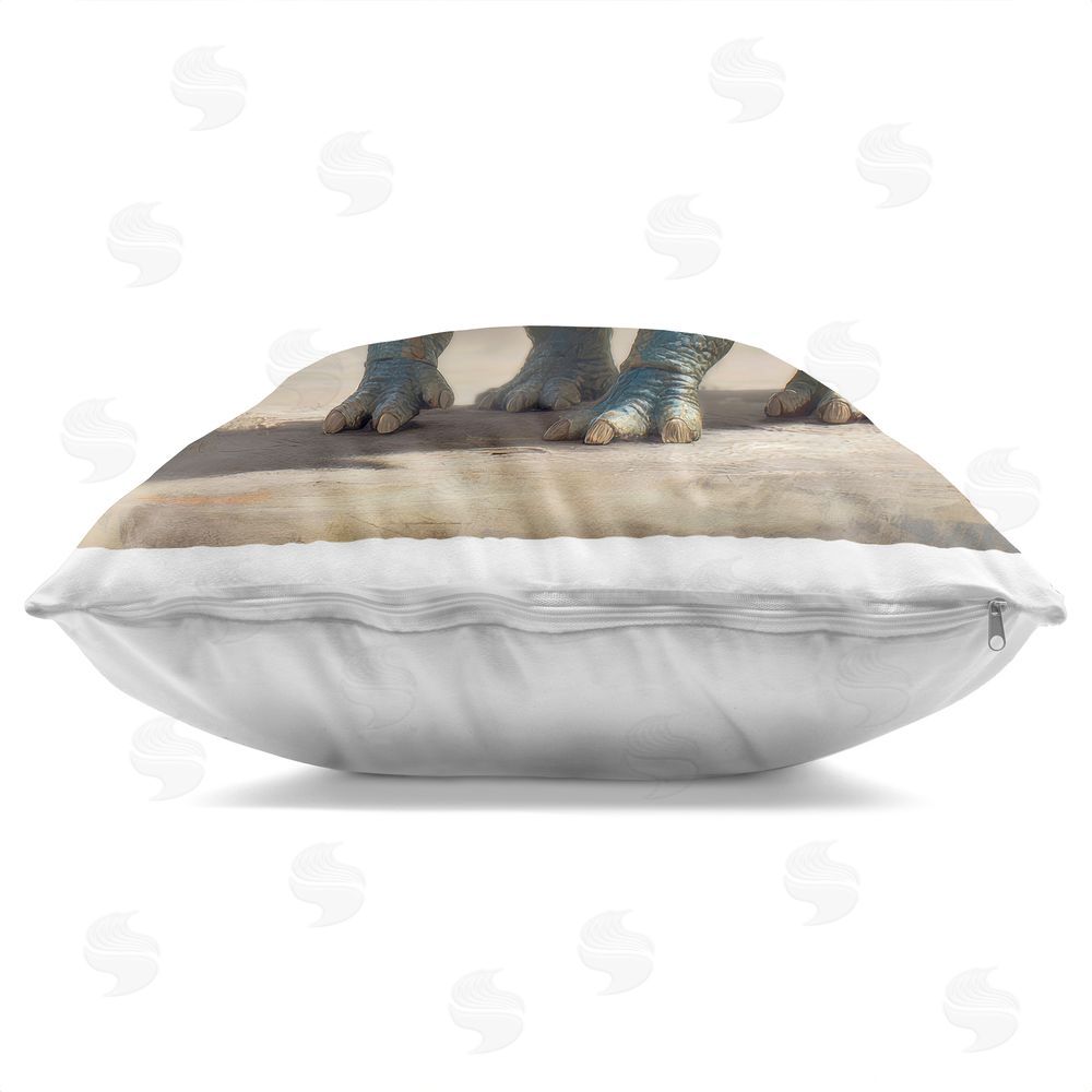 Wumples Horned Triceratops at Sunrise Indoor Plush Polyester Square Throw Pillow Zipper Detail
