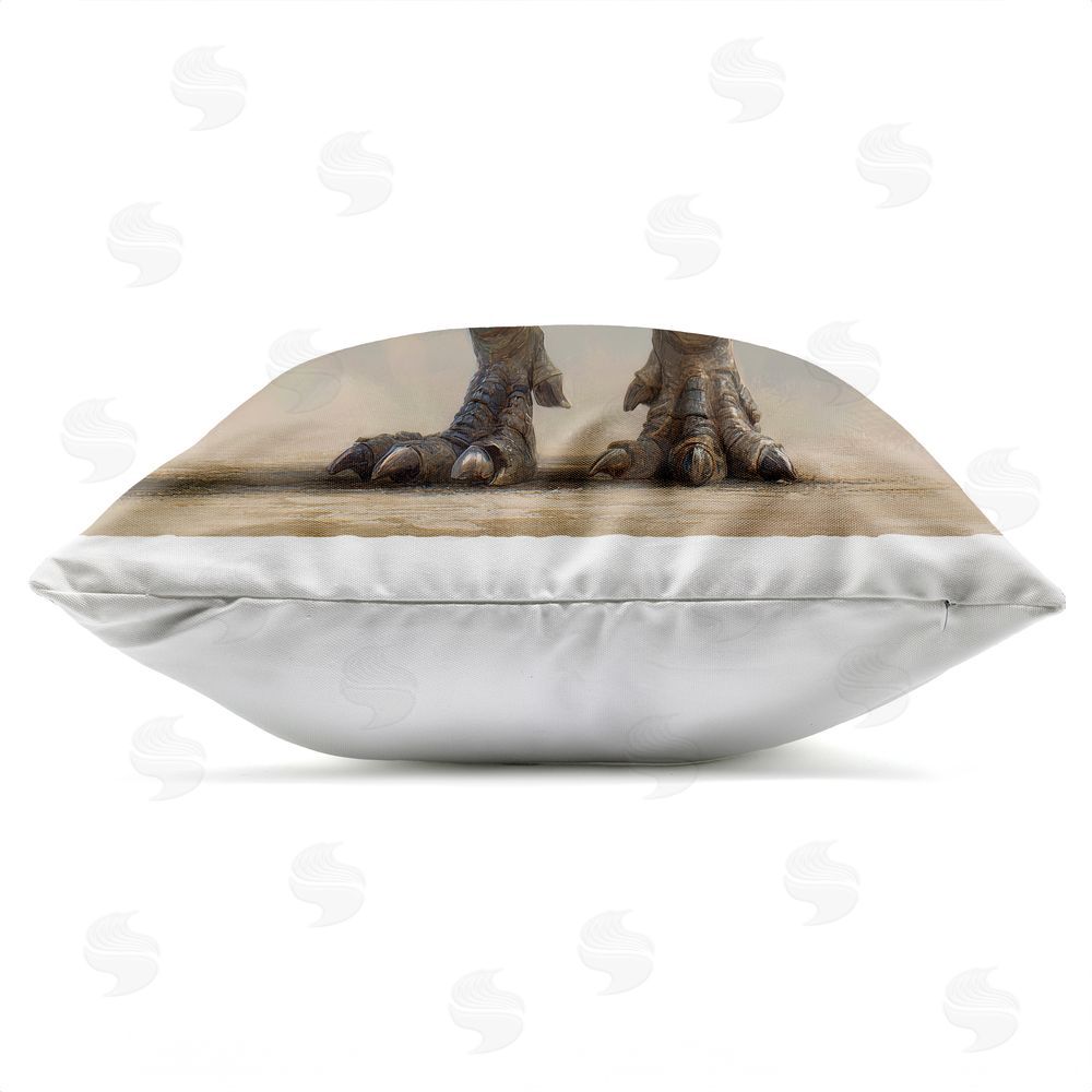 Wumples Turquoise T-Rex Study Outdoor Quick-Dry Polyester Square Throw Pillow Zipper Detail