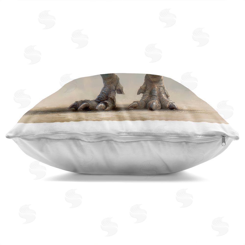 Wumples Turquoise T-Rex Study Indoor Plush Polyester Square Throw Pillow Zipper Detail