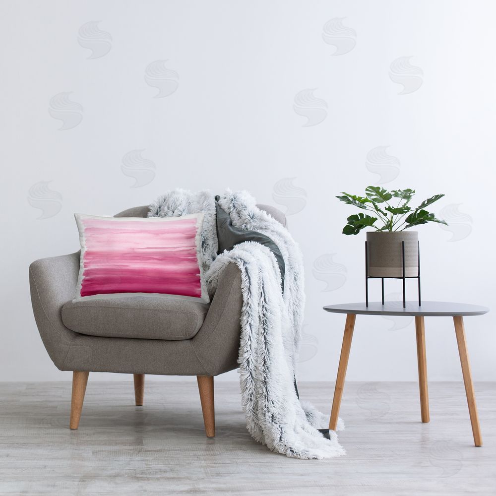 Allie Corbin Ombre Pink Blush Plush Polyester Printed Lumbar Pillow on Chair