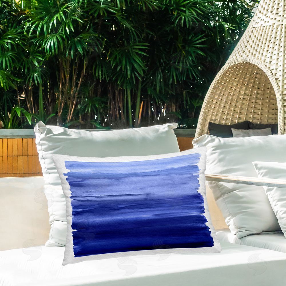 Allie Corbin Oceanic Ombre Blue Outdoor Quick-Dry Polyester Printed Lumbar Pillow on Patio