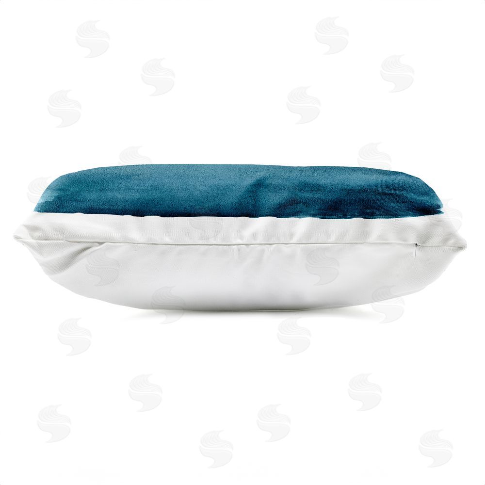 Allie Corbin Ombre Teal Gradient Outdoor Quick-Dry Polyester Lumbar Pillow Zipper Detail