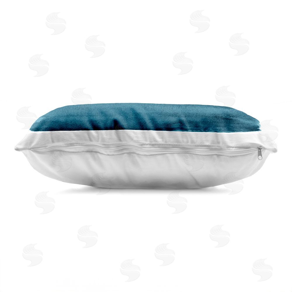 Allie Corbin Ombre Teal Gradient Indoor Plush Polyester Lumbar Pillow Zipper Detail