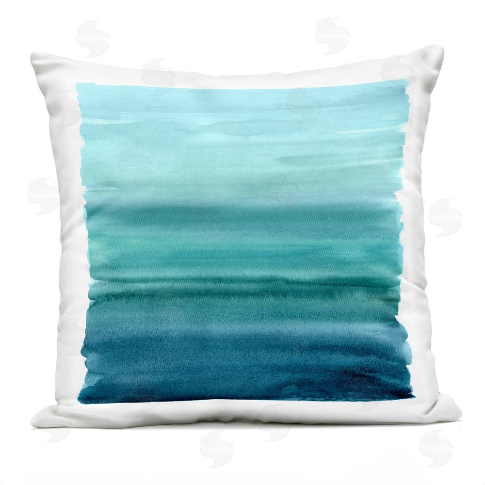 Allie Corbin Aqua Ombre Gradient Outdoor Quick-Dry Polyester Square Throw Pillow
