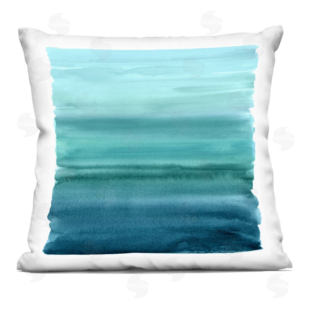 Allie Corbin Aqua Ombre Gradient Indoor Plush Polyester Square Throw Pillow