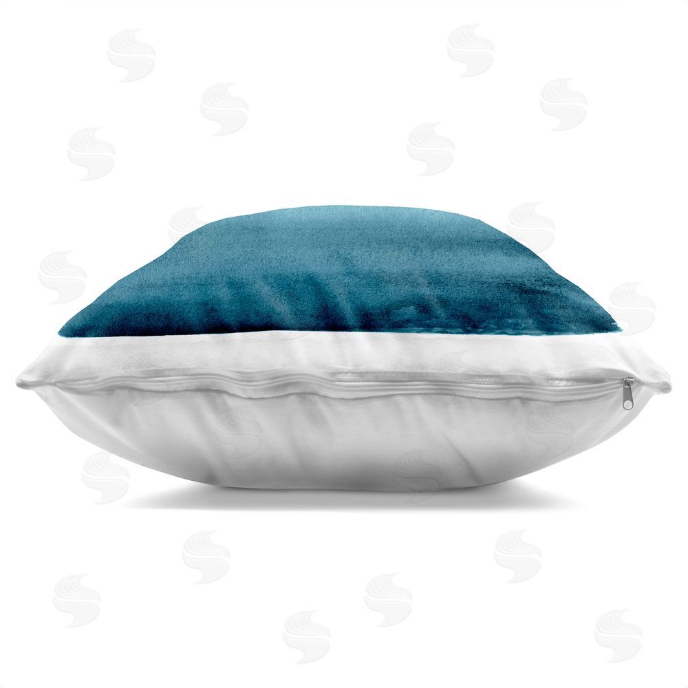 Allie Corbin Aqua Ombre Gradient Indoor Plush Polyester Square Throw Pillow Zipper Detail