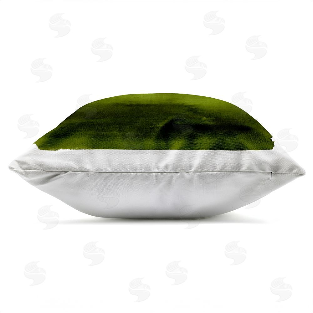 Allie Corbin Earthy Green Ombre Outdoor Quick-Dry Polyester Square Throw Pillow Zipper Detail