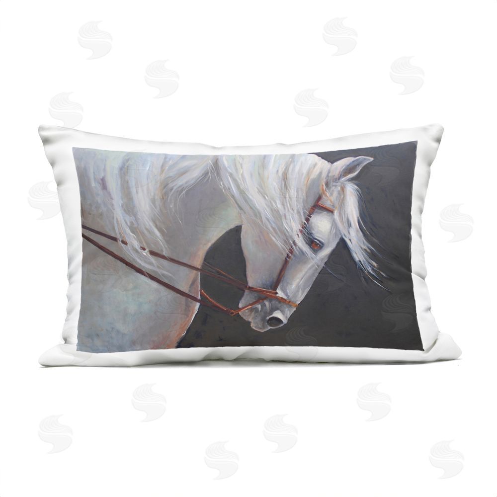 Jadei Graphics Majestic White Mare Outdoor Quick-Dry Polyester Lumbar Pillow