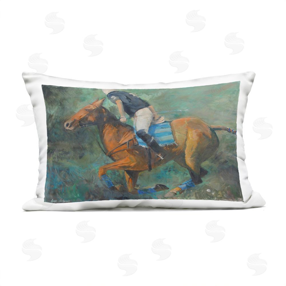 Jadei Graphics Polo Rider in Dynamic Motion Outdoor Quick-Dry Polyester Lumbar Pillow