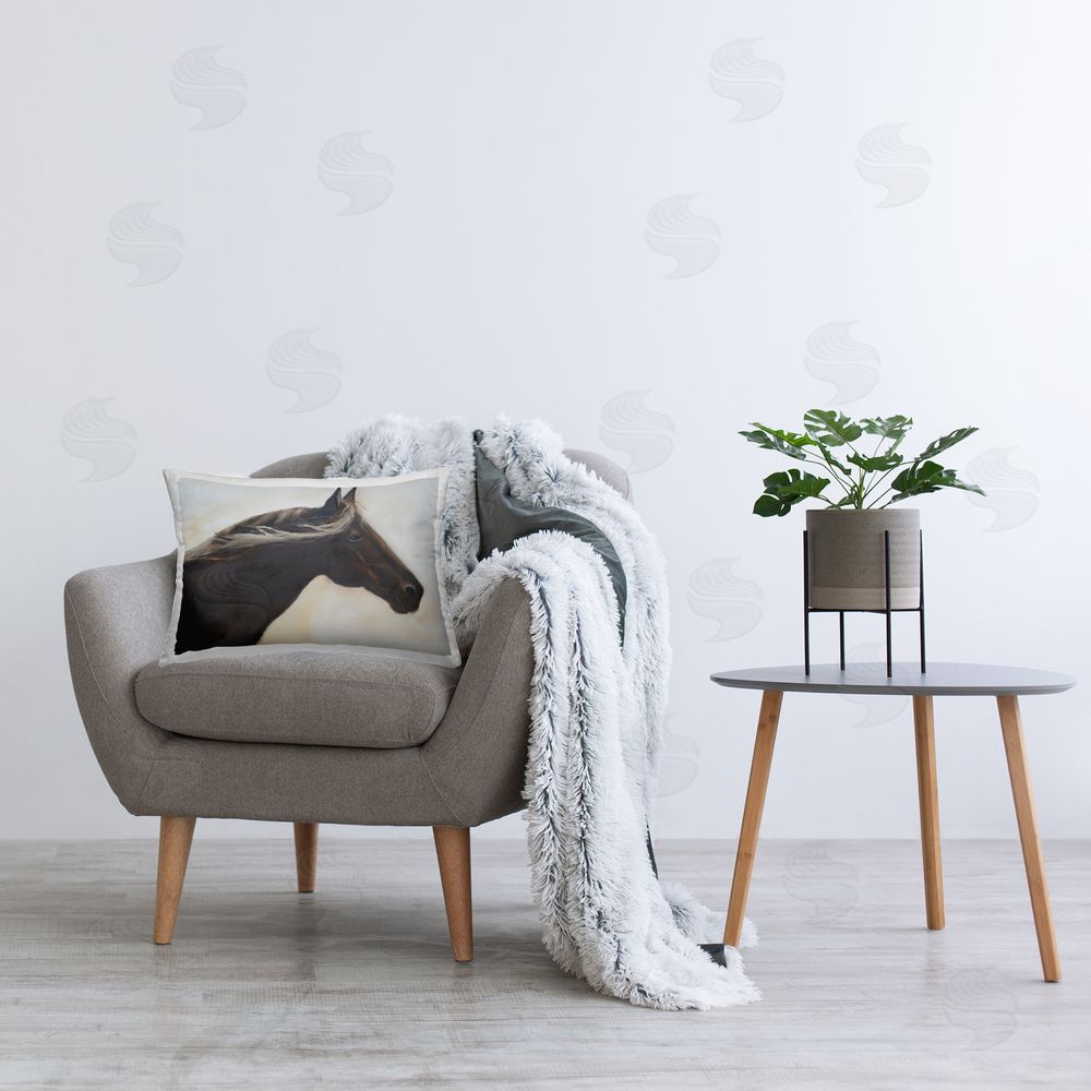 Jadei Graphics The Mare In Profile Plush Polyester Printed Lumbar Pillow on Chair