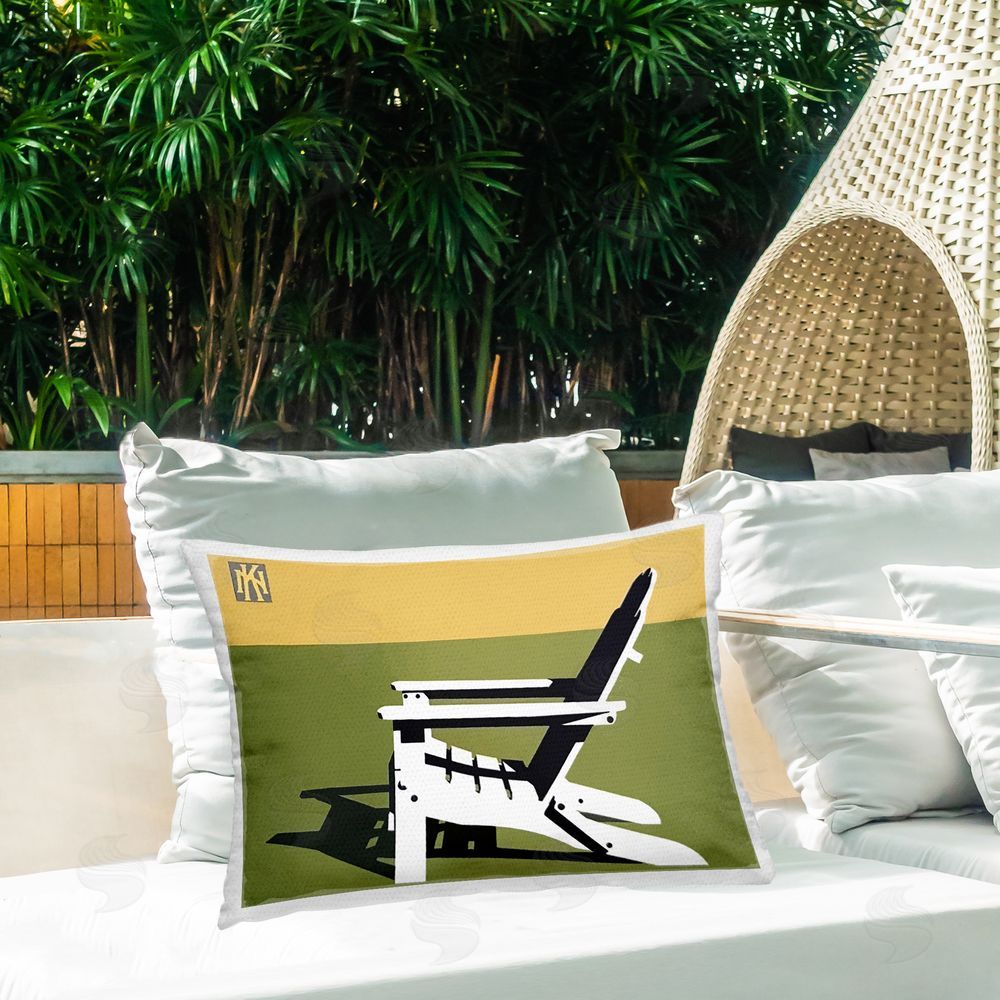 Jadei Graphics Minimal Sunlit Lounge Chair Outdoor Quick-Dry Polyester Printed Lumbar Pillow on Patio